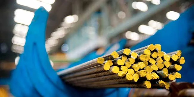 Finished reinforcing bars photographed in the company brochure
